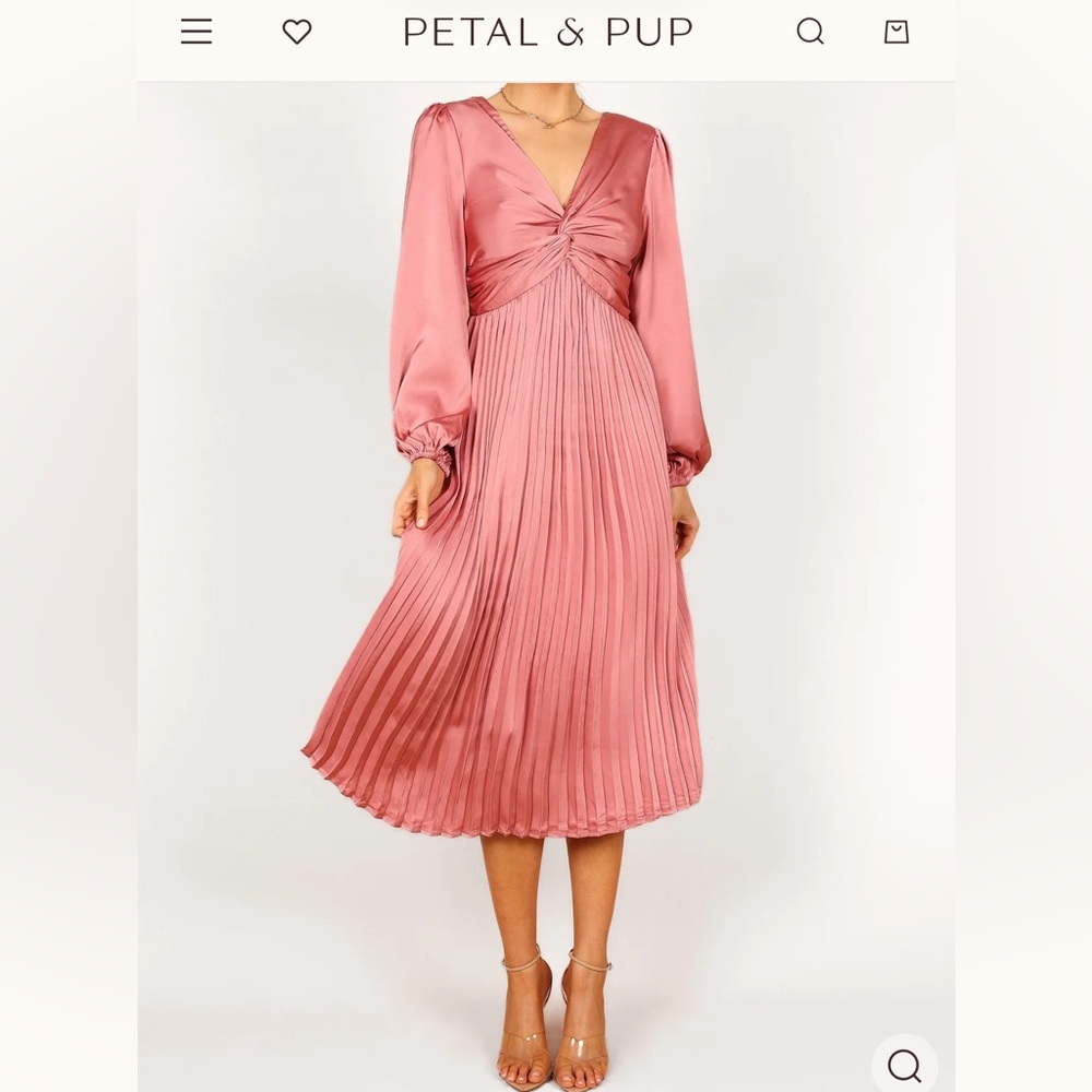 Petal & Pup Pink Pleated Midi Dress